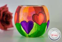Leuchtglas 21303 modern Hearts Herzen 11cm MIT 30mm Bohrung Tauschglas Ersatzglas