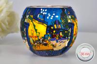 Leuchtglas 21614 Café-Terrasse bei Nacht 11cm MIT 30mm Bohrung Tauschglas Ersatzglas