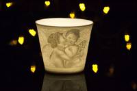 Hellmann Starlight Votiv Nr.104 Engel Windlicht Teelichthalter Lithophanie Porzellan