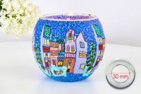 Leuchtglas 21809 Winterliche Stadt 11cm MIT 30mm Bohrung Tauschglas Ersatzglas