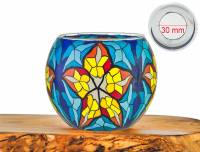 Leuchtglas Nr.24 Stern/ blau Ø11cm MIT 30mm Bohrung Tauschglas Ersatzglas