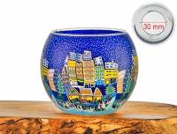 Leuchtglas Nr.44 abendlicher Weihnachtsmarktbesuch Ø11cm MIT 30mm Bohrung Tauschglas Ersatzglas