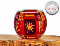 Leuchtglas Nr.75 Sterne, rot Ø11cm MIT 30mm Bohrung Tauschglas Ersatzglas