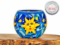Leuchtglas Nr.77 Motiv Sonne Ø11cm MIT 30mm Bohrung Tauschglas Ersatzglas