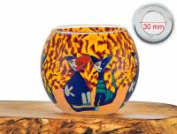 Leuchtglas Nr.110 Katzen gelb/rot Ø11cm MIT 30mm Bohrung Tauschglas Ersatzglas