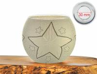 Leuchtglas Nr.143 Stern weiss Ø11cm MIT 30mm Bohrung Tauschglas Ersatzglas