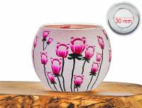 Leuchtglas Nr.518 Mohnblume Ø11cm MIT 30mm Bohrung Tauschglas Ersatzglas