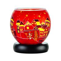 Leuchtglas Nr.301 Lampe Leuchte Ø11cm Dekoration Licht Winterdorf rot