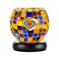 Leuchtglas Nr.152 Lampe Leuchte Ø11cm Dekoration Licht Herz/ bunt