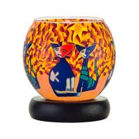 Leuchtglas Nr.110  Lampe Leuchte Ø11cm Dekoration Licht Katzen gelb/rot