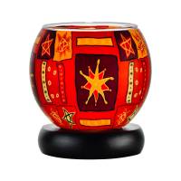 Leuchtglas Lampe Leuchte Nr.75 Ø11cm Dekoration Licht Sterne, rot