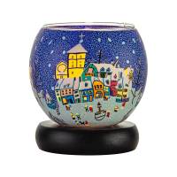 Leuchtglas Lampe Leuchte Nr.68 Ø11cm Licht verschneiter Marktplatz