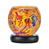 Leuchtglas Lampe Leuchte Nr.53 Ø11cm Dekoration Licht Phantasiemotiv orange