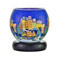 Leuchtglas Lampe Leuchte Nr.44 Ø11cm abendlicher Weihnachtsmarktbesuch