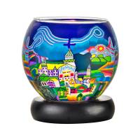 Leuchtglas Lampe Leuchte Nr.32 Ø11cm Dekoration Licht Stadtmotiv