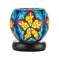 Leuchtglas Lampe Leuchte Nr.24 Ø11cm Dekoration Licht Windlicht Stern/ blau