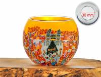 Leuchtglas Nr.438 weihnachtliche Stadt Ø11cm MIT 30mm Bohrung Tauschglas Ersatzglas