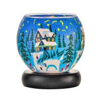 Leuchtglas Lampe Leuchte Nr.386 Ø11cm Deko Windlicht Idylle und Ruhe im Winter