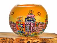 Leuchtglas Nr.325 Fantasiehaus auf einem 15cm Leuchtglas