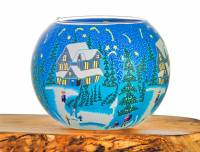 Leuchtglas Nr.386 Idylle und Ruhe im Winter auf einem 15cm Leuchtglas