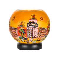 Leuchtglas Lampe Nr.325 Fantasiehaus auf einem 15cm Leuchtglas als Leuchte