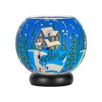 Leuchtglas Lampe Nr.386 Idylle und Ruhe im Winter auf einem 15cm Leuchtglas als Leuchte