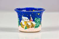 Votiv Glas 591 Winterdorf bei Nacht dekoratives Windlicht