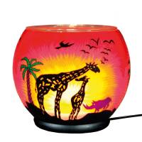 Leuchtglas elektrisch XXL Lampe 123 Safari 30cm Dekoleuchte Windlicht Kerzenfarm