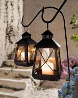 Laterne konisch aus Metall braun mit Glasscheiben stellen oder hängen