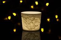 Starlight Votiv small Nr.187, Porzellan Windlicht Teelicht Hellmann Lithophanie Schlittenfahrt