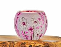 Leuchtglas Nr.519 ohne Wachs Ø11cm Dekoration Teelicht Windlicht weiße Blume