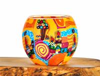 Leuchtglas Nr.456 ohne Wachs Ø11cm Dekoration Teelicht Windlicht Stadt am Fluss