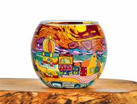 Leuchtglas Nr.455 ohne Wachs Ø11cm Dekoration Teelicht Windlicht Städtchen