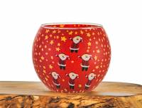 Leuchtglas Nr.341 ohne Wachs Ø11cm Dekoration Teelicht Windlicht 6 Weihnachtsmänner
