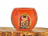 Leuchtglas Nr.309 ohne Wachs Ø11cm Dekoration Teelicht Windlicht Buddha