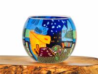 Leuchtglas Nr.59 ohne Wachs Ø11cm Dekoration Licht Windlicht Teelicht Stadt abstrakt