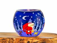 Leuchtglas Nr.47 ohne Wachs Ø11cm Dekoration Licht Windlicht Teelicht Weihnachtsmann