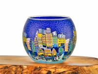 Leuchtglas Nr.44 ohne Wachs Ø11cm Windlicht Teelicht abendlicher Weihnachtsmarktbesuch