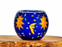 Leuchtglas Nr.41 ohne Wachs Ø11cm Dekoration Licht Windlicht Teelicht Sonne/Mond/Sterne