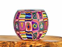 Leuchtglas Nr.12 ohne Wachs Ø11cm Leuchtglas Patchwork mit farbigem Fantasiemotiv