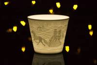 Hellmann Starlight Votiv Nr.77 Schlittenfahrt Windlicht Teelichthalter Porzellan, Deko