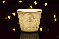 Hellmann Starlight Votiv Nr.71 Weihnachtsmann Windlicht Teelichthalter Porzellan Deko