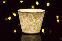 Hellmann Starlight Votiv Nr.46 Margeritenstrauss Windlicht Teelichthalter Porzellan