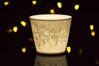 Hellmann Starlight Votiv Nr.45 Schneemänner Windlicht Teelichthalter Porzellan