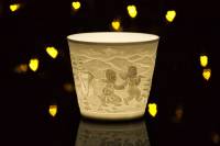 Hellmann Starlight Votiv Nr.42 Winterfreuden Windlicht Teelichthalter Porzellan Deko