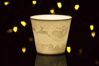 Hellmann Starlight Votiv Nr.33 Weihnachtsschlitten Windlicht Teelichthalter Kerze Porzellan