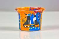 Votiv Glas 111 Katzen blau/rot dekoratives Windlicht