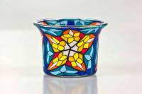 Votiv Glas 24 Stern/blau dekoratives Windlicht