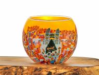 Leuchtglas Nr.438 ohne Wachs Ø11cm Dekoration Windlicht Teelichthalter weihnachtliche Stadt