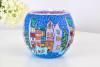 Leuchtglas 21809 Ø11cm Winterliche Stadt Stadt mit Kindern und Tannenbaum Unikat in Serie